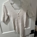 Wishlist Wrangler White Asymmetrical 3/4 Sleeve Bodysuit Photo 0
