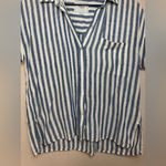 Rails  Whitney Short Sleeve Button Down Shirt in Blue Echo Stripe size Small Photo 7
