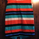 Esley  orange green black blue striped dress small‎ Photo 6