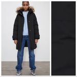 ZARA NWT  WOMEN'S WATER REPELLENT LONG PADDED PARKA BLACK SIZE XS Photo 1
