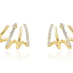 multi huggies，gold huggies with cubic zirconia stone Gold Photo 0