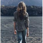 ZARA  ZW COLLECTION FLORAL EMBROIDERED PAJAMA SHIRT in Gray Photo 2