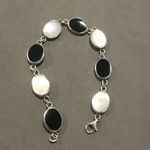 Sterling Bracelet Comprised of Alternating Links of Black Onyx & Mother of Pearl Photo 3