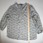 NYDJ  Floral Button Down Blouse Medium Pintuck Lightweight Cottage Office Relaxed Photo 6