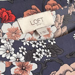 Loft  Dark Navy Floral Lightweight Shirt Blouse Small Photo 5