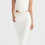 House Of CB IVORY SATIN BIAS CUT MIDI SKIRT Photo 3