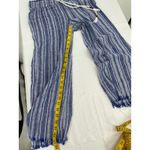 Blue Rain Blue‎ Rein Women's Striped Frayed Hem Wide Leg Cropped Pants Drawstring Small Photo 5