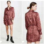 167 Cinq a Sept Gaby Tie Front Snake Print Shirt Dress Size 4 Red Photo 1