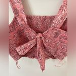 House of Harlow  1960 Smocked Tie Back Crop Top Pink Paisley Floral Medium NWOT Photo 2