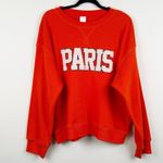H&M Women's Medium Orange Paris Graphic Sweatshirt Oversized Crewneck Pullover Photo 1