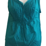 Calvin Klein Jeans Calvin Klein green embellished sleeveless top cotton size small v-neck blouse Photo 0
