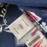 NY & Co Navy Coral Floral Cap Sleeve Blouse Blue Size L Photo 4