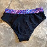 Boho Printed High Waist Bikini Swim Bottoms * Medium * NEW Black Photo 2