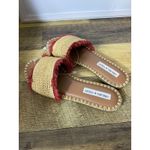 Chelsea and Violet  Slip On Flat Sandals Size 7M Woven‎ Boho Slides Tan Red Fringe Photo 2