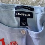 Lands' End  Women's Long Sleeve Cardigan Light Sky Blue Hibiscus Size 1X Photo 6