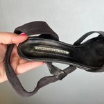 Donald J Pliner VTG Black Leather Elastic Ankle Tie Heel Y2K Sandals Size 7.5M Photo 4