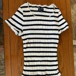 J.Crew Striped Rib Tee with Lace Trim – Size S Photo 0