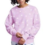 Champion NWT Lilac Print Crew Sweater Photo 0