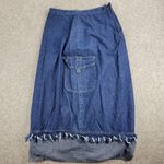 Vintage Sandra Fashion Denim Skirt 42 US 12 Blue Jean Fringe Western Rodeo Maxi Size L Photo 10
