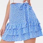 Forever 21 Blue Floral Flounce Skirt Photo 0