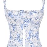 House Of CB  Chicca Blue Floral‎ Top nwot size XS D/DD Photo 1