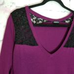 Torrid  LACE INSET SWEATER DARK PURPLE BLACK 2 Photo 2