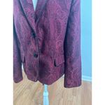 Rena Rowan Blazer Jacket Womens 16 Maroon Paisley Print Single Breasted 2 Button Photo 1
