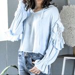Love Riche Baby Blue Lace Trimmed Blouse Photo 5
