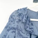 Fibers Womens Y2K Vintage Peasant Ruffled Velvet Floral Paisley Babydoll Blouse Blue Photo 4