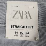 ZARA  Wide Leg Straight Fit Crop Raw Hem Jeans Button Fly Light Wash Size 2 Photo 8