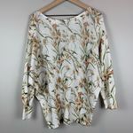 Collezioni Leonardo Sweater Womens‎ Large Ivory Floral Knit Dolman Sleeve Boho Photo 2