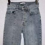 SO Gray Wash Denim Button Fly Super High Rise Split Hem Straight Leg Jeans Photo 1