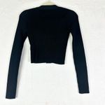 Ganni  Melange Knit Cardigan Size XS Black Ribbed Minimalist Classic Photo 4