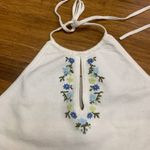 BP Floral Embroidered Halter Top Women Size Large Sleeveless Knit Tank Top White Photo 1