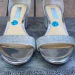 Betsey Johnson  Silver Glitter Block Heels with Adjustable Strap Size 7.5 Photo 8