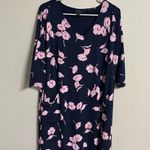 J. Jill Wearever Collection Knit Dress Size Medium Blue Pink Floral Travel Photo 0