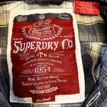 Superdry Co Button Up Flannel Shirt Long Sleeve Collared Double Pocket Black S Photo 3