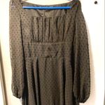 Small Black Ruched Bust Lantern, Sheer long Sleeves Swiss Dots, Knee High Dress. Photo 3