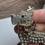 Monet  Rhinestone Scottish Terrier Dog Scottie Signed Brooch Pin Gold Tone Photo 6
