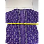 Liz Claiborne Purple Diamond Print Open Front Kimono Short Sleeve Top S/M Photo 2