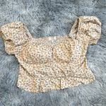 Cream Puff Sleeve Ruffled Crop Blouse Size XL Photo 1