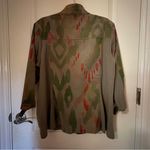 Chico's Green and Red Utility Jacket with Artistic Design size 12 chico sz 2 Photo 2