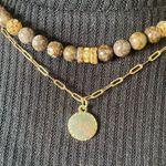 Gypsy River New expresso Jasper stone layering necklace gold paper clip chain necklace adj Photo 7