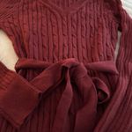 Merokeety Burgundy V-Neck Cable Knit Sweater Dress NWT Size L Photo 4