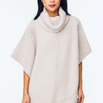 margaret o'leary Margaret O’Leary Chunky Knit Cowl Neck Poncho Sweater, Short Sleeves sz. S Photo 0