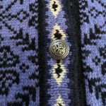 Vintage LL Bean Purple Nordic Snowflakes Button Wool Cardigan Sweater Size SMALL Photo 6