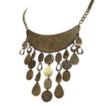Statement Necklace Brass Tone Bib Dangle Hammered Glam Chic Work Office Casual Gold Photo 4