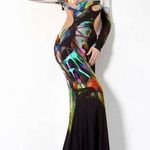 Jovani Womens size 0 Designer Cutout Prom Evening Miami Colorful Maxi Dress Rare Photo 0