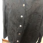 Laura Ashley women’s black button up bead embroidered jacket size large Photo 1