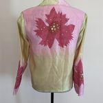 Chadwick's  100% Silk Embellished Floral Jacket Blazer Pink Yellow size 4 Photo 3